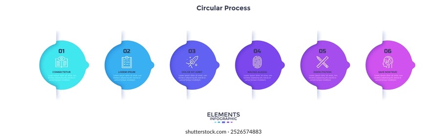 Criar estratégia de inicialização impulsionando processo circular modelo de design gráfico de infográfico. Infográfico de planejamento comercial com ícones. Gráficos de instrução com sequência de 6 passos. Apresentação de dados visuais