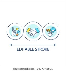 Build strong connection loop concept icon. Positive relationship. Partnership. Social engagement abstract idea thin line illustration. Isolated outline drawing. Editable stroke. Arial font used