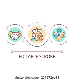 Build strong relationship loop concept icon. Creating warm connection. Mutual sympathy abstract idea thin line illustration. Isolated outline drawing. Editable stroke. Arial font used