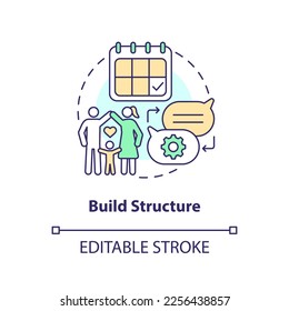 Build structure concept icon. Developing opportunities for communication abstract idea thin line illustration. Isolated outline drawing. Editable stroke. Arial, Myriad Pro-Bold fonts used