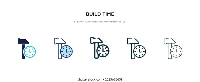 build time icon in different style vector illustration. two colored and black build time vector icons designed in filled, outline, line and stroke style can be used for web, mobile, ui