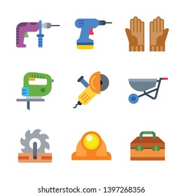 Build tools and instruments modern color icon pack set 3. Vector eps 10 elements