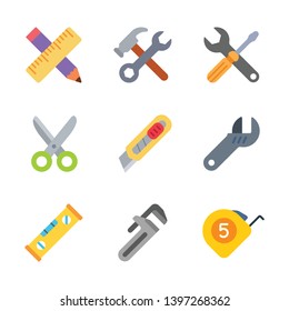 Build tools and instruments modern color icon pack set 1. Vector eps 10 elements