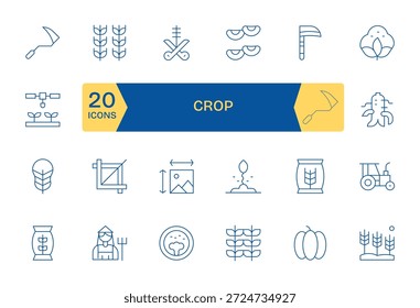 Crie IUs confiáveis com 24 ícones de linha fina vinculados ao Crop, seguindo as práticas recomendadas.