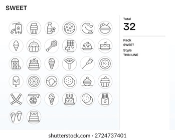 Construye interfaces de usuario fiables con 32 iconos de líneas finas vinculados a Sweet, siguiendo las mejores prácticas.