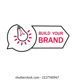 Build Your Brand Sign. Light Bulb Icon. Flat Style Vector Illustration.