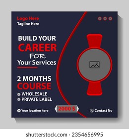 Build your career, business and self improvement webinar social media design Creative post and story banner for promotion Online Course amazon business Social Media Post Template 2, 3, 4, 5, 6, month 