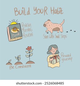 Build your habits vector with atomic habits illustration