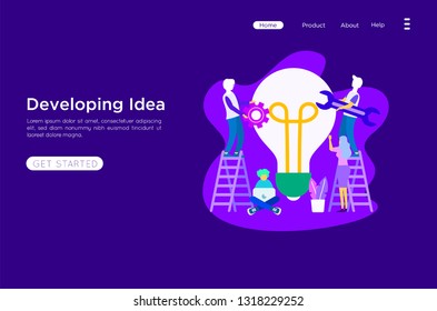 Build your idea flat illustration. developing idea. build your idea business