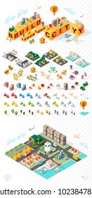 Build Your Own City . Set of Isolated Minimal City Vector Elements on transparent Background