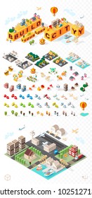 Build Your Own City . Set of Isolated Minimal City Vector Elements on Transparent Background
