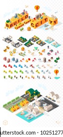 Build Your Own City . Set of Isolated Minimal City Vector Elements on Transparent Background