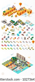 Build Your Own City . Set of Isolated Minimal City Vector Elements on Transparent Background