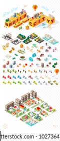 Build Your Own City . Set of Isolated Minimal City Vector Elements on Transparent Background