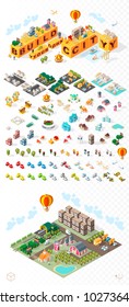 Build Your Own City . Set of Isolated Minimal City Vector Elements on Transparent Background