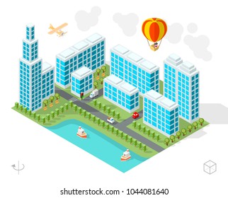 Build Your Own City . Set of Isolated Minimal City Vector Elements on White Background