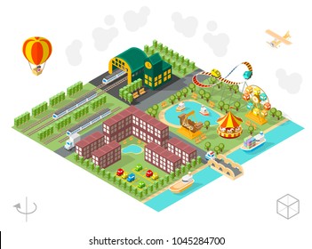 Build Your Own City . Set of Isolated Minimal City Vector Elements on White Background
