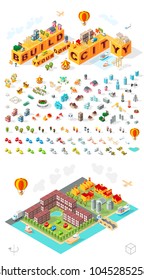 Build Your Own City . Set of Isolated Minimal City Vector Elements on White Background