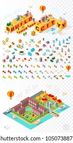 Build Your Own City . Set of Isolated Minimal City Vector Elements on Transparent Background