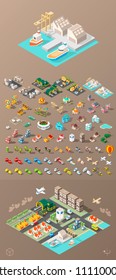 Build Your Own City . Set of Isolated Minimal City Vector Elements on Dark  Background