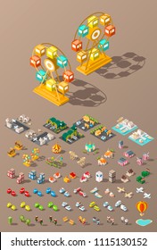 Build Your Own City . Set of Isolated Minimal City Vector Elements on Dark Background