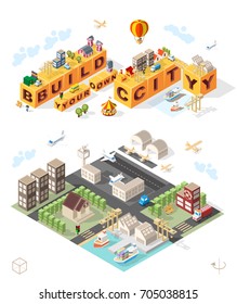 Build Your Own City . Set of Isolated Minimal City Vector Elements