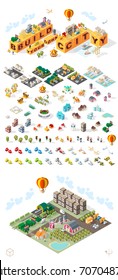 Build Your Own City. Set of Isometric Minimal City Vector Elements