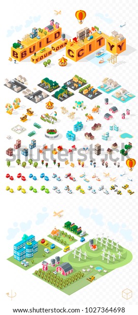 Build Your Own City . Set of\
Isolated Minimal City Vector Elements on Transparent\
Background