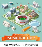 Build Your Own Isometric City. Vector Elements.