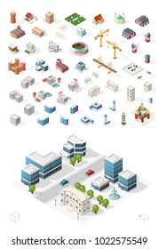 Build Your Own Isometric City . Isolated High Quality Vector Elements on White Background