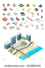 Build Your Own Isometric City . Isolated High Quality Vector Elements on White Background
