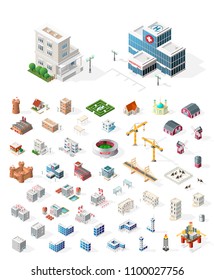 Build Your Own Isometric City . Isolated High Quality Vector Elements on White Background