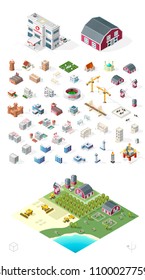 Build Your Own Isometric City . Isolated High Quality Vector Elements on White Background