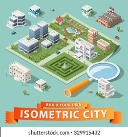 Build Your Own Isometric City. High Quality Vector Elements.