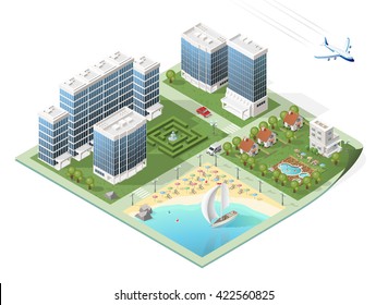 Build Your Own Isometric City. Vector Elements.