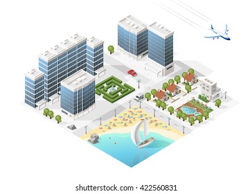 Build Your Own Isometric City. Vector Elements.