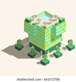 Build Your Own Isometric City. Vector Elements. Green Office