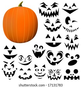 Build your own Jack-O-Lantern. Pumpkin and face pieces are interchangeable and can be scaled to any size.