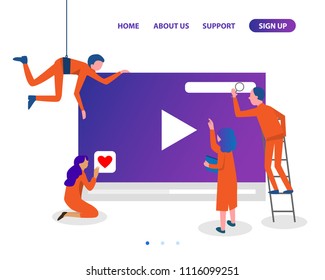 build your own video blog channel, social media marketing. sharing creative idea concept. vector illustration