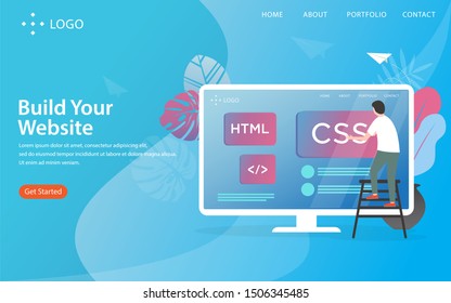 Build your website, landing page vector illustration concept