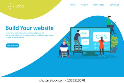 build your website vector illustration concept, can use for, landing page, template, ui, web, mobile app, poster, banner, flyer