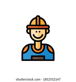 Builder, Architect Icon Logo Illustration Vector Isolated. Avatar, Character, and Professions Icon-Set. Suitable for Web Design, Logo, App, and UI. Editable Stroke and Pixel Perfect. EPS 10.