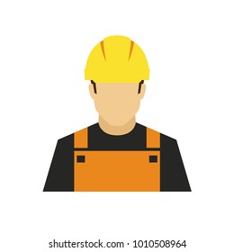 Builder avatar icon. Profession logo. Male character. A man in professional clothes. People specialists. Flat simple vector illustration.