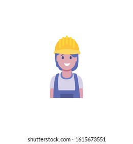 Builder avatar woman with yellow helmet design of Construction working maintenance worker job workshop repairing and progress theme Vector illustration