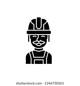 Builder black icon, vector sign on isolated background. Builder concept symbol, illustration 