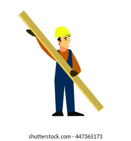 Builder with a Board in his hands .Flat design vector symbols.Illustration.