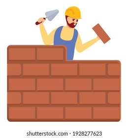 Builder brick wall icon. Cartoon of builder brick wall vector icon for web design isolated on white background