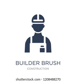 builder Brush icon. Trendy flat vector builder Brush icon on white background from Construction collection, vector illustration can be use for web and mobile, eps10