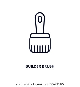 builder brush outline icon.  Thin line icon from construction tools collection. Editable vector isolated on white background