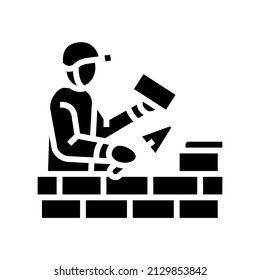 construcción del constructor con un vector de icono de glifo de ladrillo. edificio de constructores con letrero de ladrillo. símbolo de contorno aislado ilustración negra